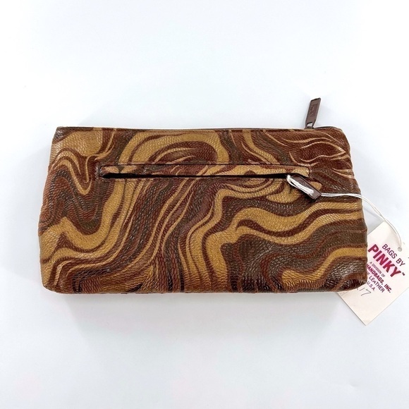 Bags by PINKY clutch, vtg/retro 80's leather, Brown/Bronze made in USA - Picture 9 of 13